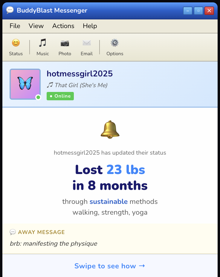BuddyBlast — messenger status update